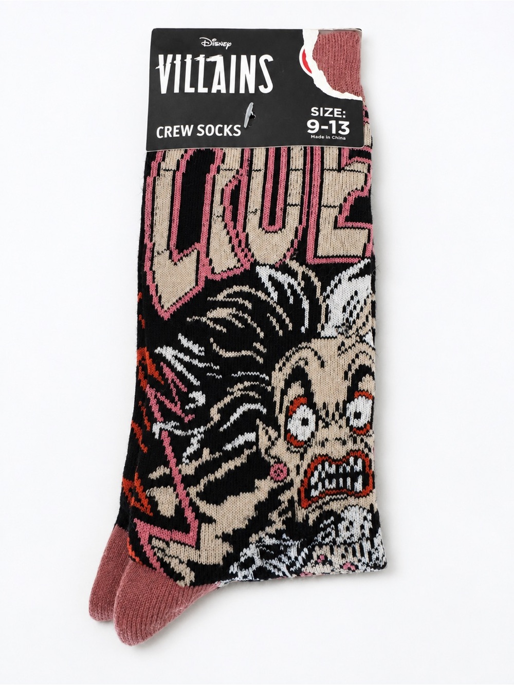 Disney Villains Cruella De Vil Crew Socks Women’s 9-13 NWT